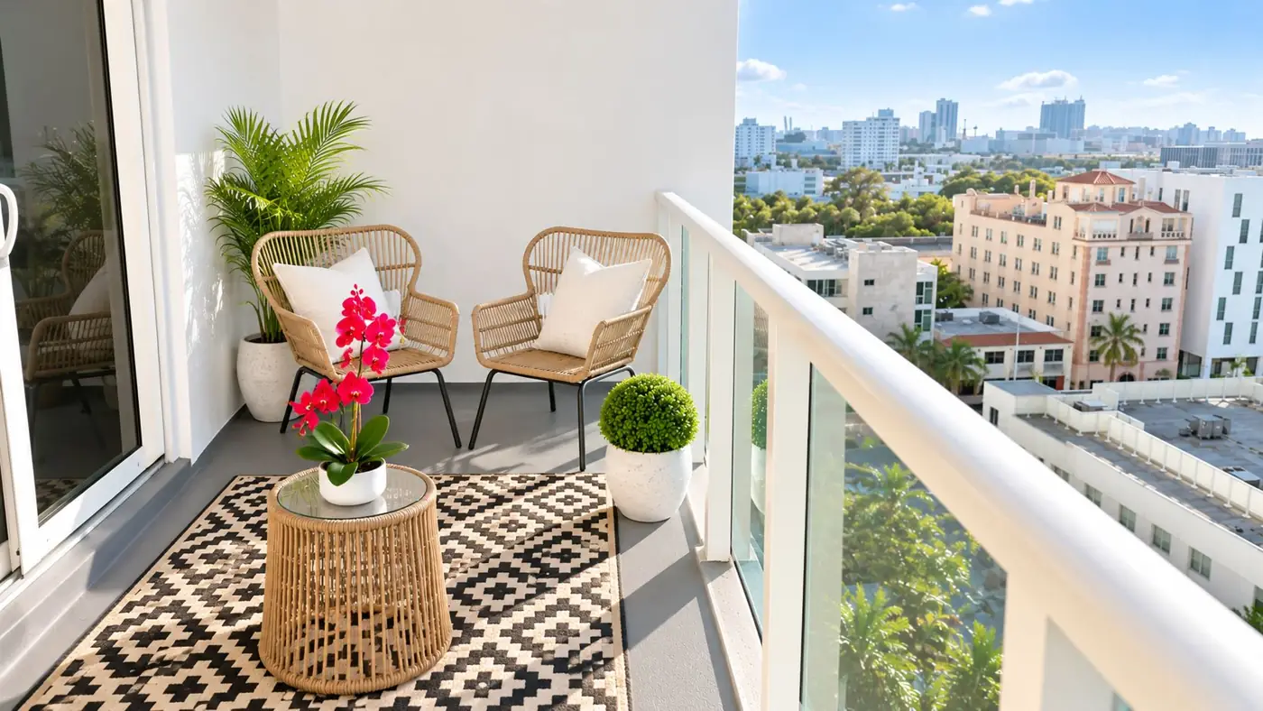 Private balcony with city views